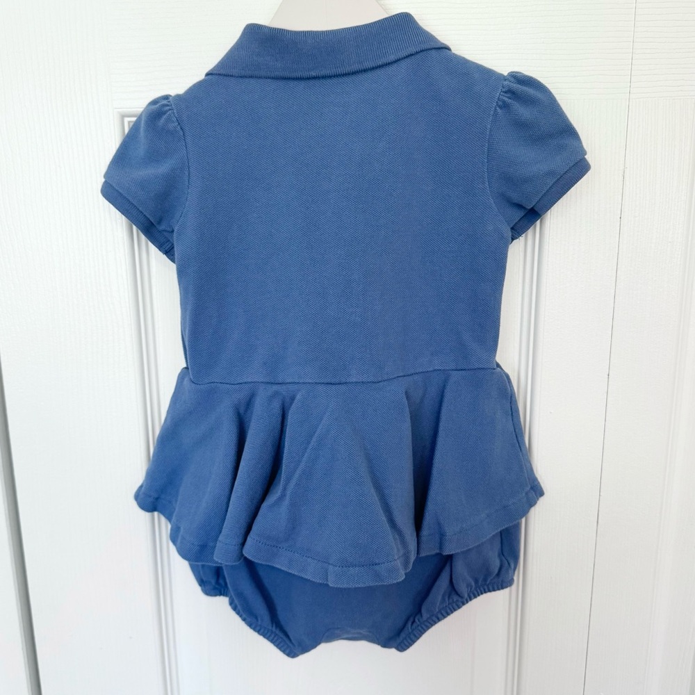 Ralph Lauren Baby Navy Romper with Red Emblem 12 months - Picture 3 of 4